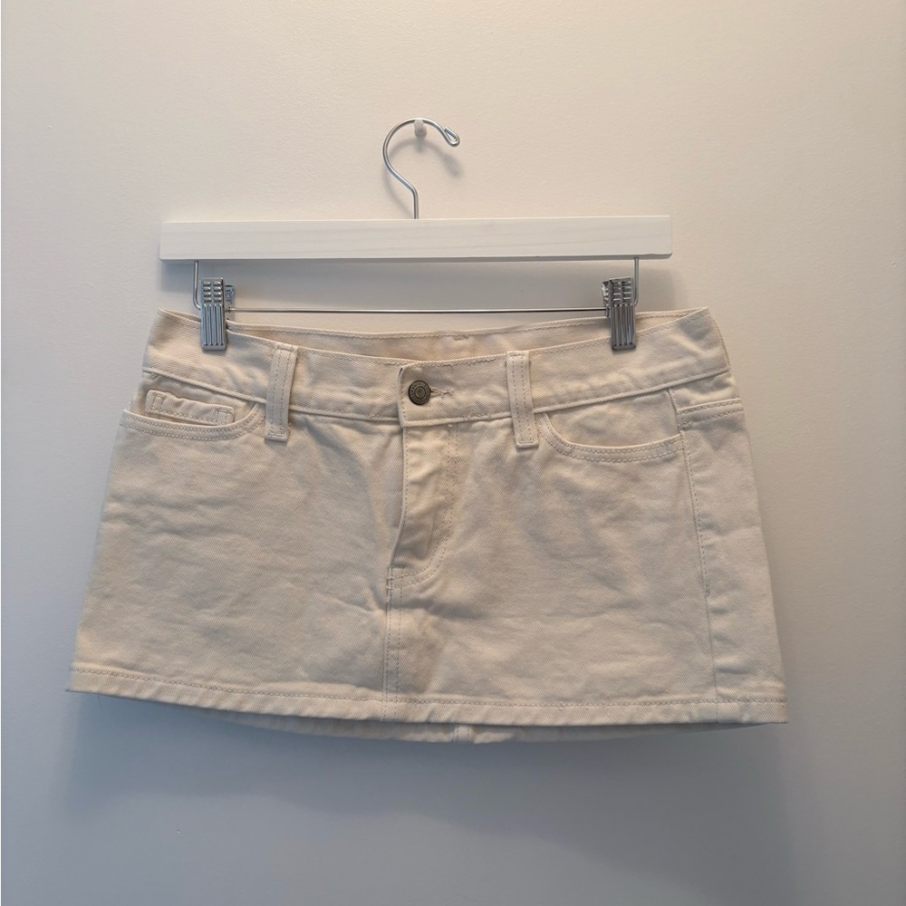 John Galt Cream Denim Mini Skirt (Brandy Melville)